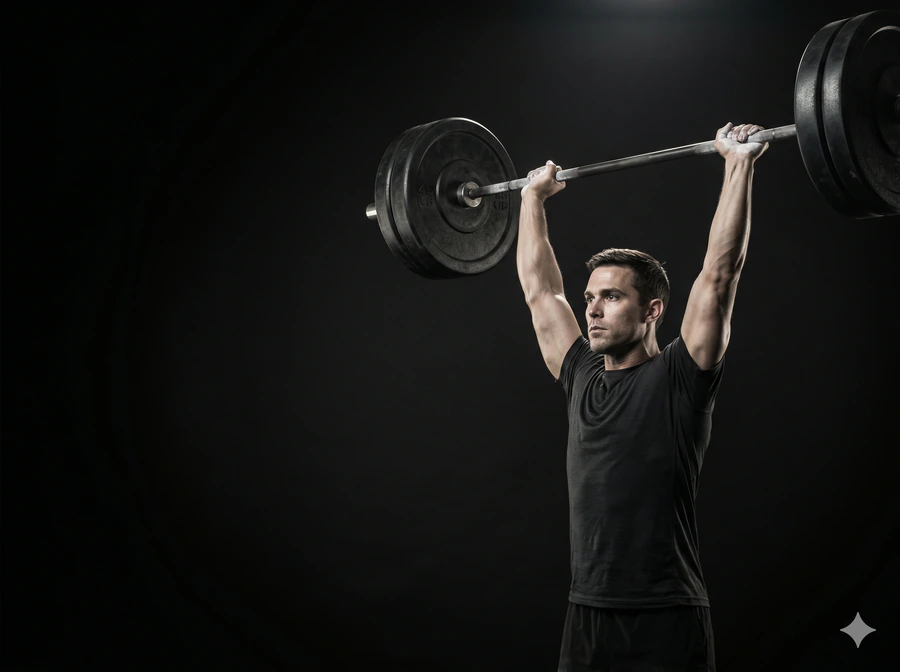 Loaded farmer's carry with heavy dumbbells across the studio floor.